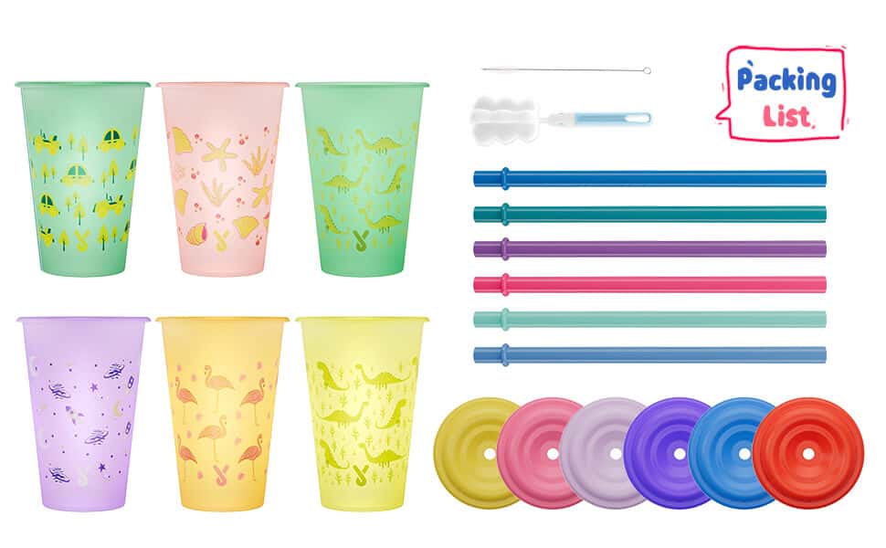 Meoky Color Changing Cups with Lids and Straws for Kids 6Pack 12oz Plastic  Re