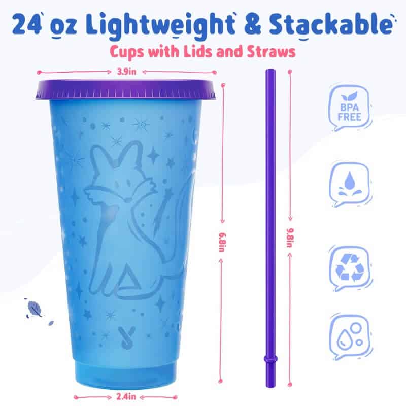 Meoky Color Changing Cups with Lids and Straws - 5 Pack 24 oz Plastic  Tumblers with Lids and Straws Bulk, Reusable Cups with Lid - AliExpress