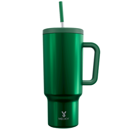 Meoky 40oz Tumbler with Handle and Straw Lid - forest green