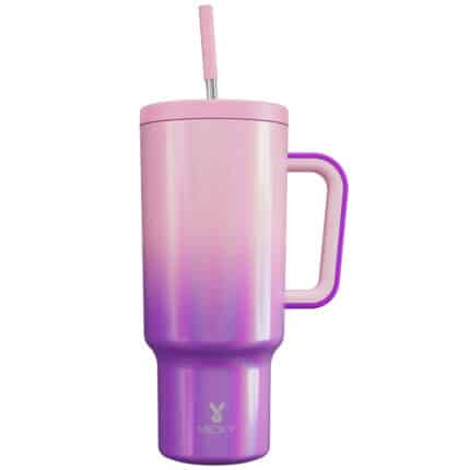 Meoky 40oz purple pink color tumbler with handle