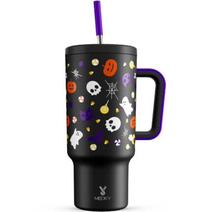 meoky 40 oz tumbler halloween mom of 5 meogy does not leak but stanley  does｜TikTok Search