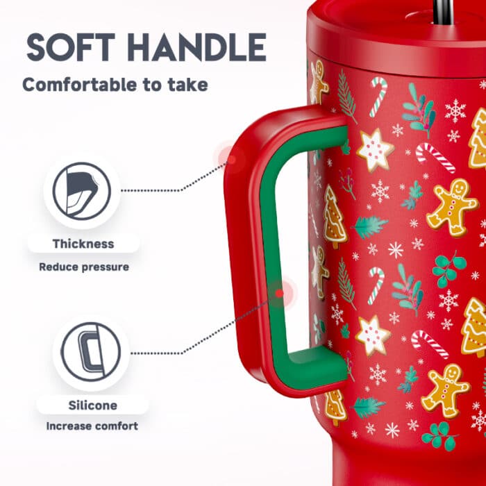 Meoky 40oz Tumbler with Handle and Straw Christmas Special Edition