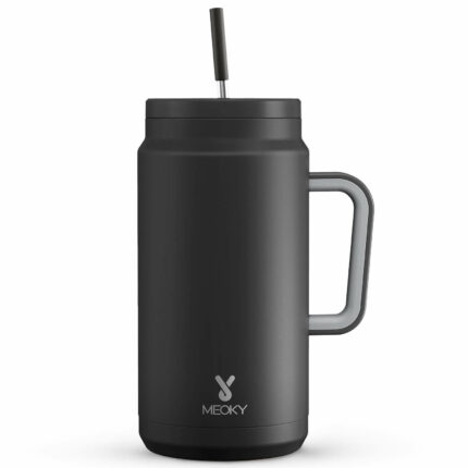 Meoky 50oz Tumbler with Handle and Straw-Black
