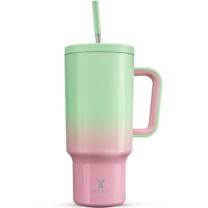Meoky 40oz Tumbler with DUO 2-in-1 Straw and Sip Lid-Green-purple
