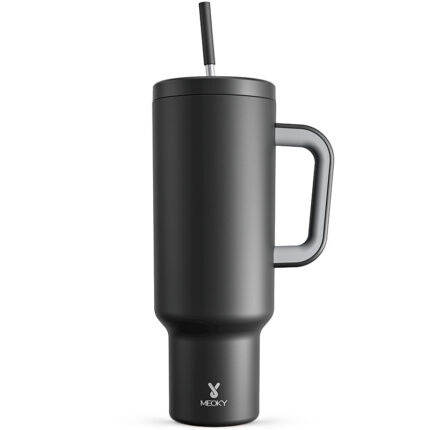 Meoky 50 oz tumbler with Handle and Straw - black