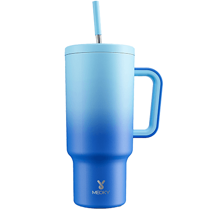 Meoky 40oz Tumbler with Handle and Straw Lid - blue sky