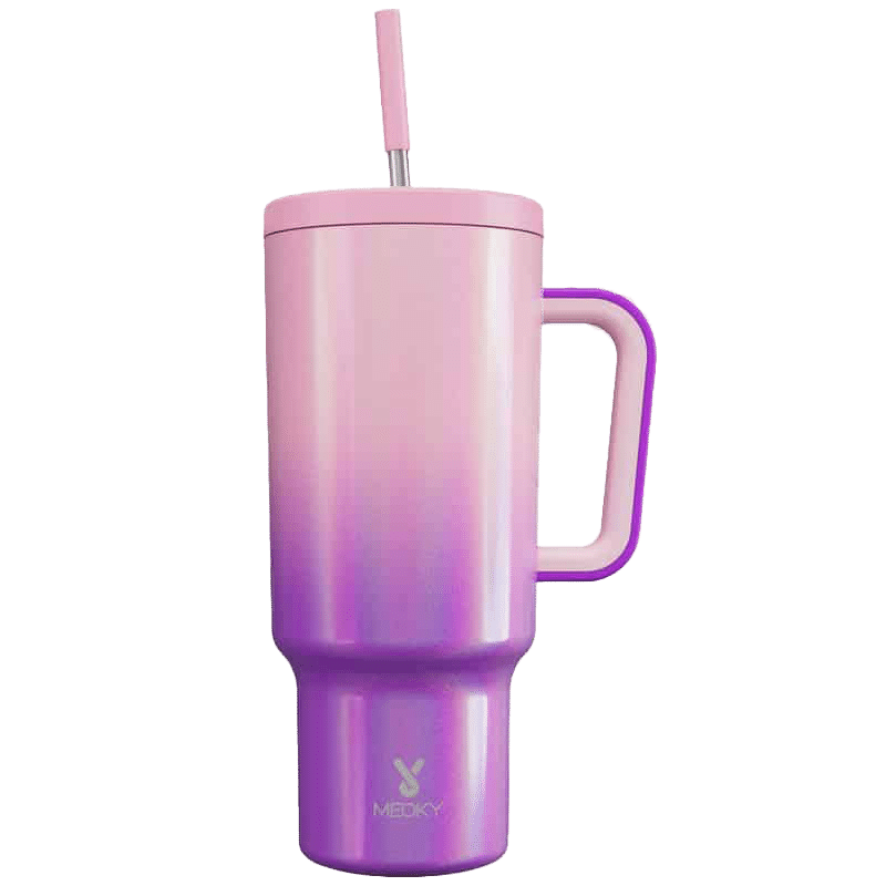 Meoky 40oz Tumbler with Handle and Straw Lid - Purplepink