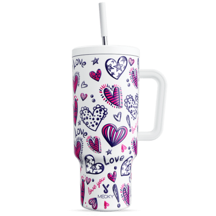 Meoky 40oz Tumbler with Handle and Straw - Infinite Affection