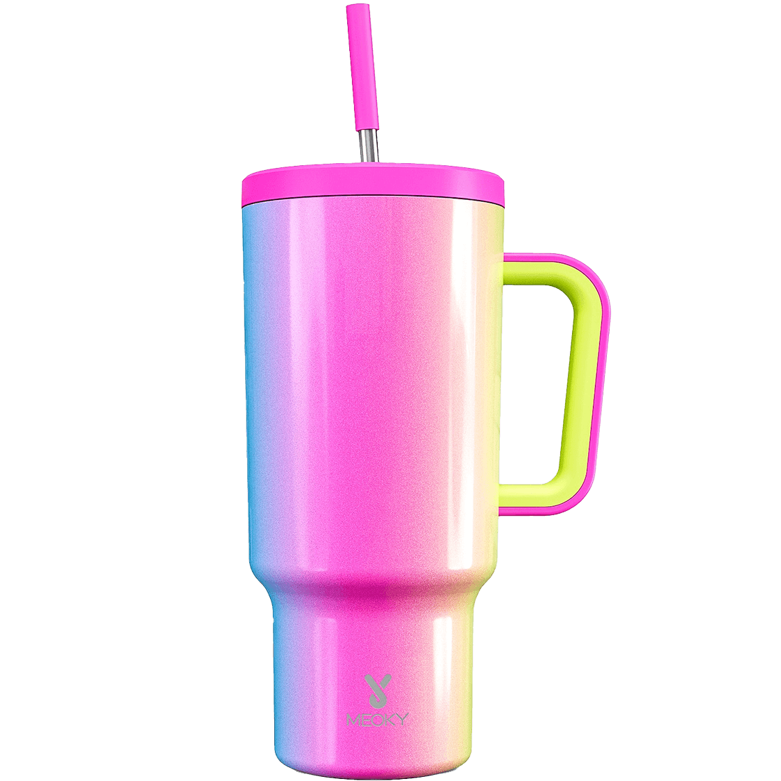 Meoky 40oz Tumbler with Handle and Straw Lid - Rainbow