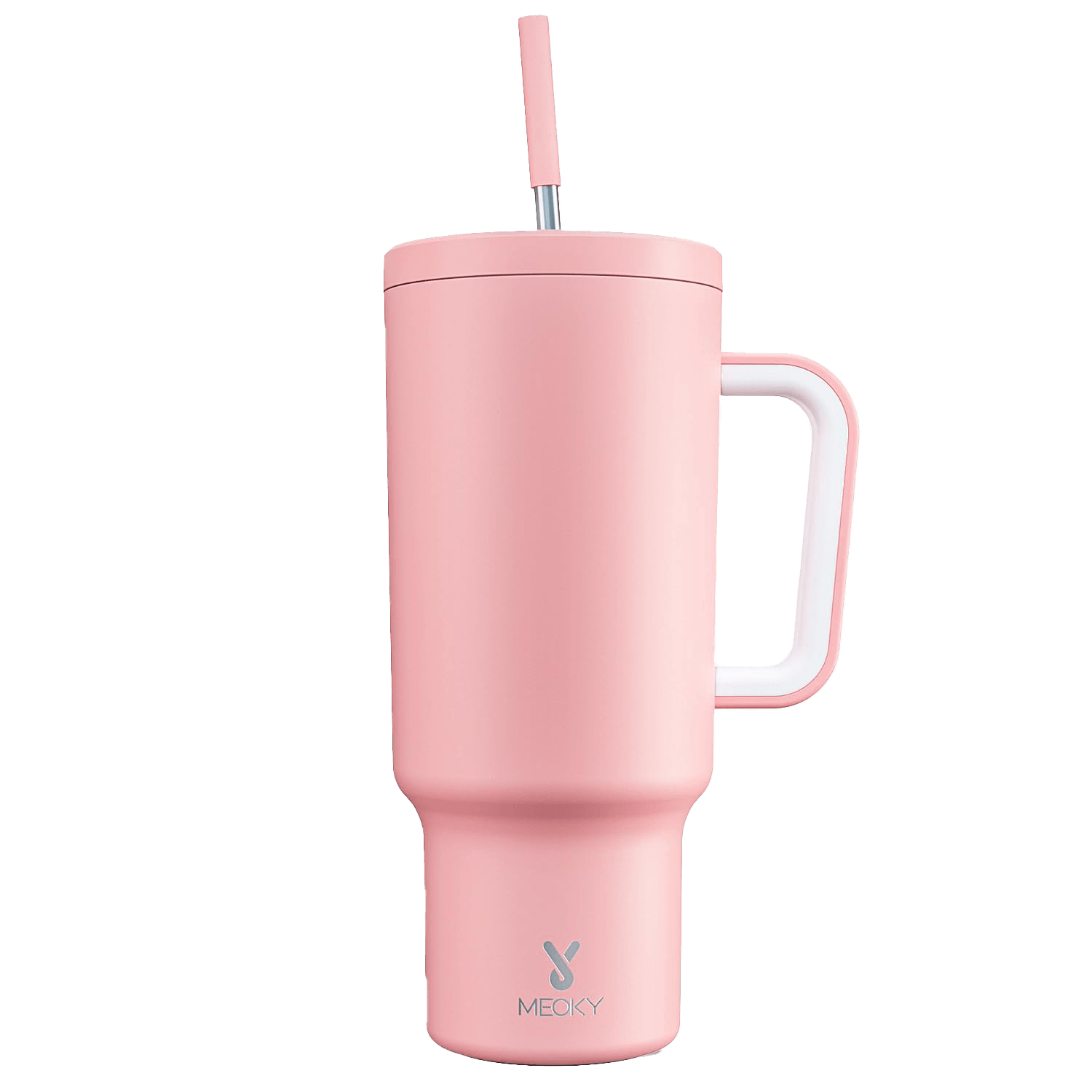 Meoky 40oz Tumbler with Handle and Straw Lid - Light Pink