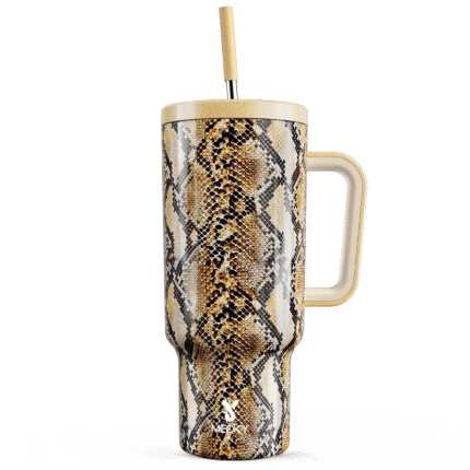 Meoky 40oz Tumbler with Handle and Straw Lid Sand Serpent