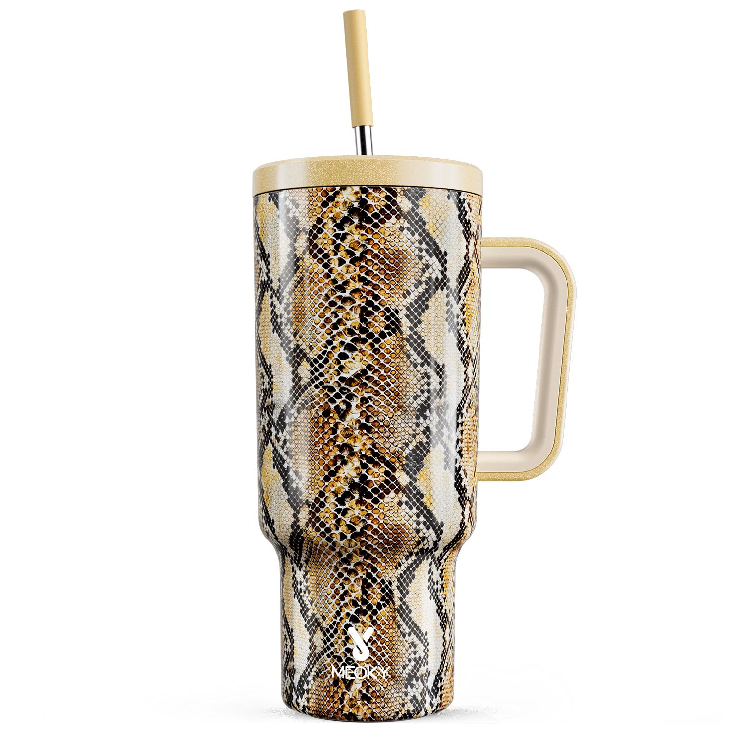 Meoky 40oz Tumbler with Handle and Straw Lid Sand Serpent