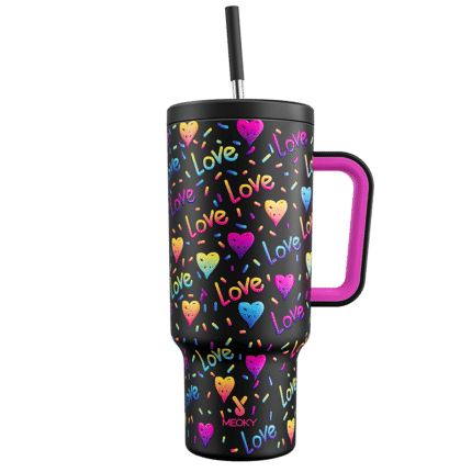 Meoky 40oz Tumbler with Handle and Straw Lid -NoirLove1