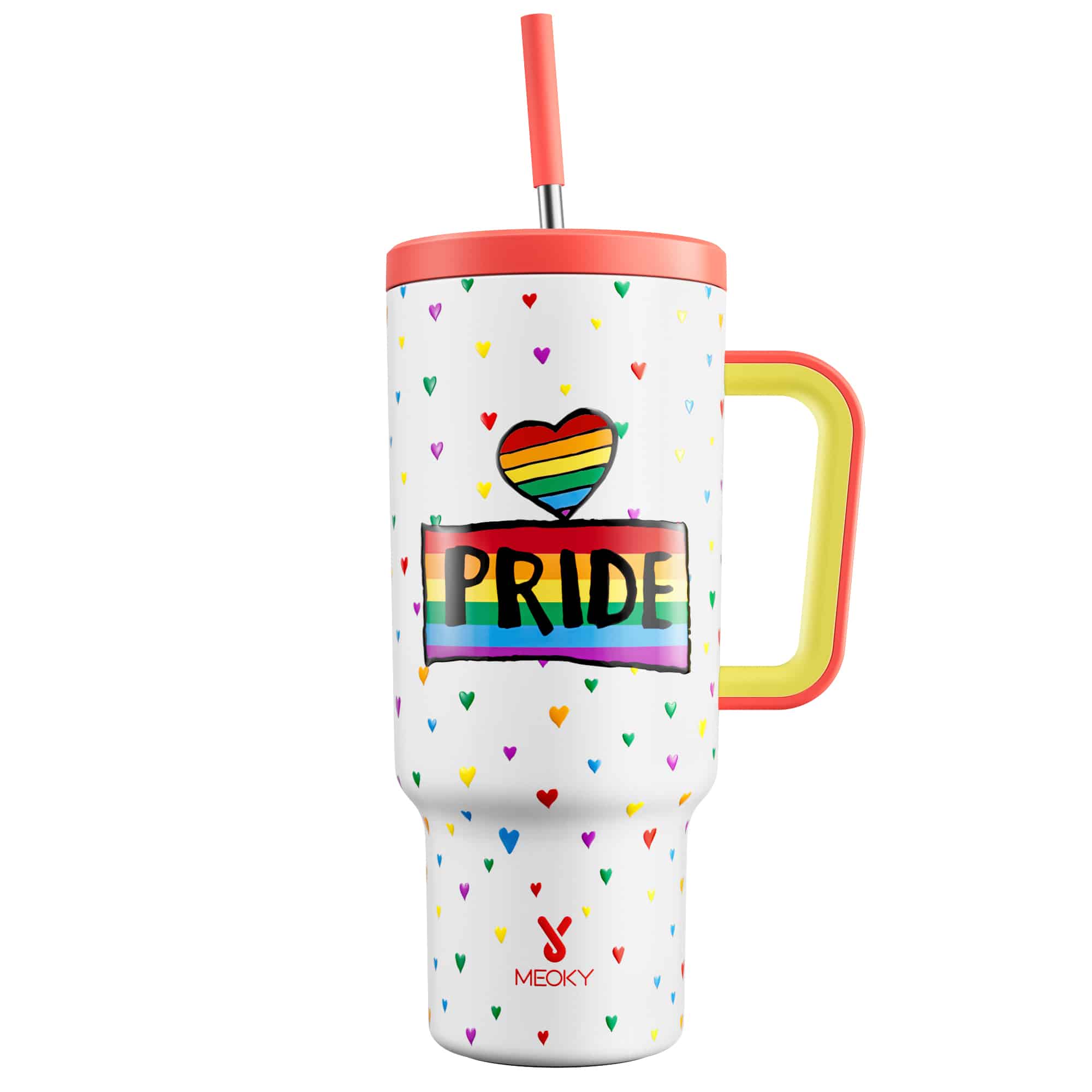 Meoky 40oz Tumbler with Handle and Straw Lid -PrideHeart